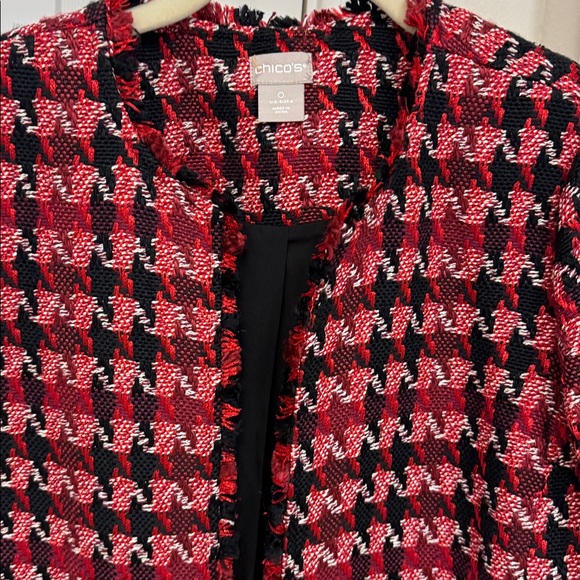 Chico's Red and Black Houndstooth Blazer - Picture 2 of 4